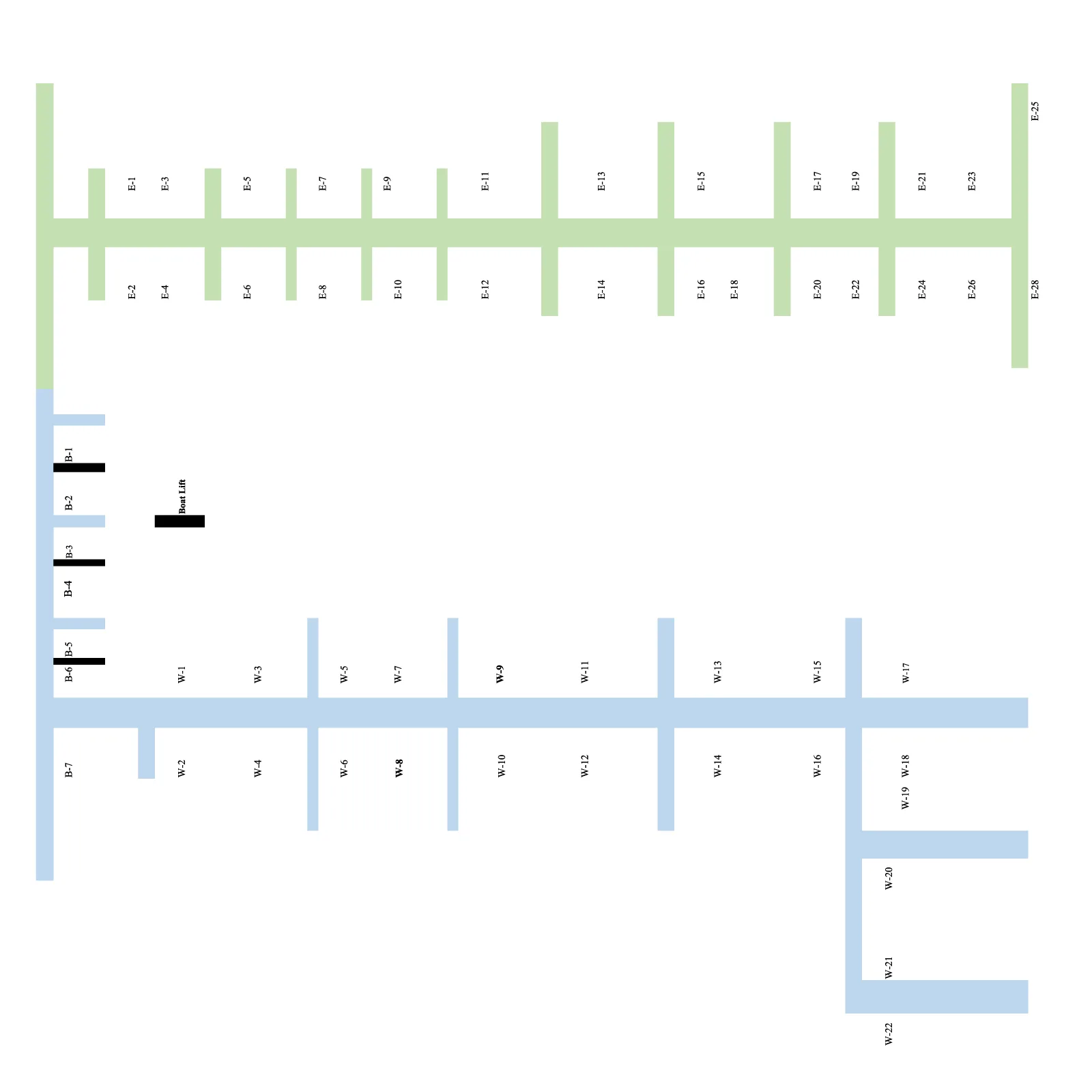 Marsh Harbour Marina dock layout (57 slips)